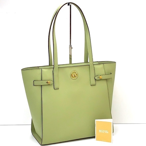 MICHAEL KORS CARMEN LARGE NORTH SOUTH TOTE LIGHT SAGE COLOR - Picture 1 of 16